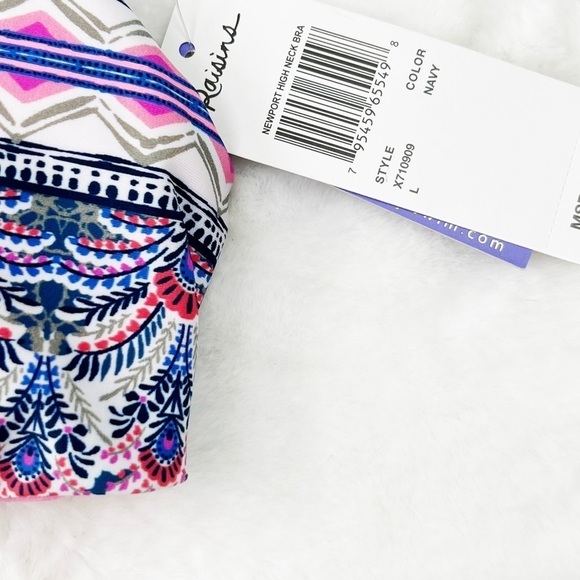 NWT Raisins Newport Printed Lace Up High Neck Bikini Top - Picture 5 of 5